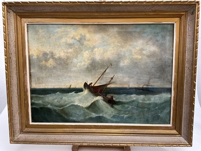 Lot 135 - Continental School, oil on canvas, Marine scene, indistinctly signed and dated 1880