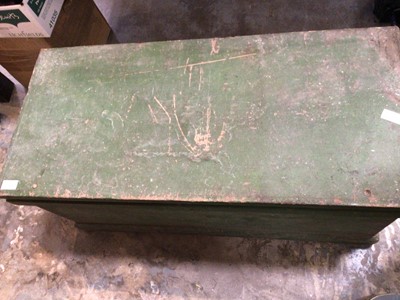 Lot 191 - Old painted pine carpenters tool chest containing various hand tools.