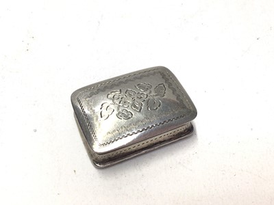 Lot 342 - Victorian silver Vinaigrette with bright cut engraved decoration, (Birmingham 1841), maker Nathanial Mills.