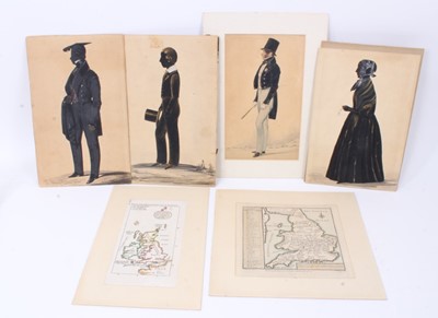 Lot 773 - Attributed to Richard Dighton (1795-1880) watercolour silhouette, five various others