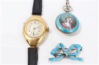 Lot 822 - Ladies' Swiss Silverer and guilloche enamel...