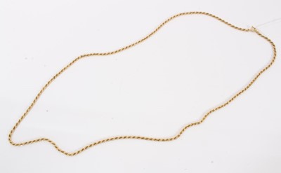 Lot 608 - Gold rope twist necklace, clasp stamped 750, length 72cm.