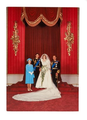 Lot 46 - H.M.Queen Elizabeth II and H.R.H.The Duke of Edinburgh, signed 1981 Christmas card with twin gilt Royal ciphers to interior and colour photograph of the 1981 Royal Wedding to front