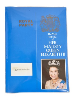 Lot 52 - Rare 1983 Royal Visit to India Royal Party Official folder containing the itinerary, travel arrangements , Royal flight information , programmes, passes, menus etc - Provenance Mr Frederick Whiting...