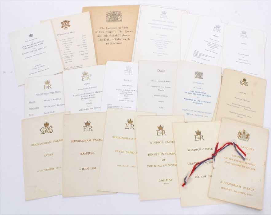 Lot 53 - Collection of Royal menus and programmes of music 1947-1970s including State Visit of The French President 5th April 1960 (23)