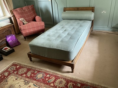 Lot 1345 - Napoleonic style French walnut day bed, with carved top rail, 197 x 98cm