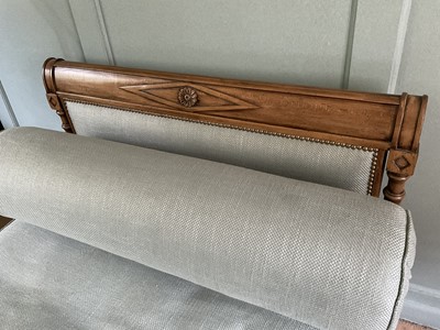 Lot 1345 - Napoleonic style French walnut day bed, with carved top rail, 197 x 98cm