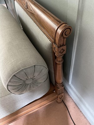 Lot 1345 - Napoleonic style French walnut day bed, with carved top rail, 197 x 98cm