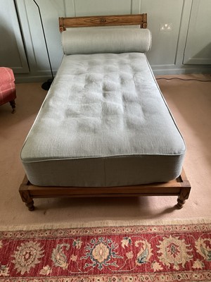 Lot 1345 - Napoleonic style French walnut day bed, with carved top rail, 197 x 98cm