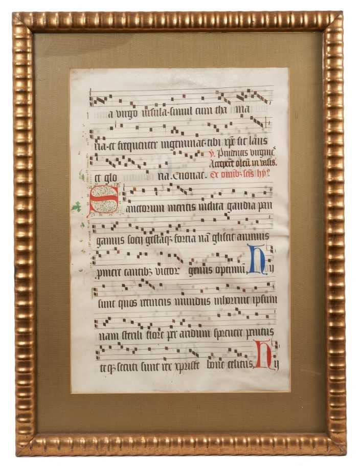 Lot 794 - Early Latin illuminated musical score on vellum