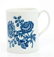 Lot 206 - 18th century Worcester blue and white mug of...