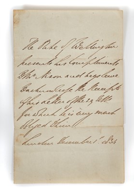 Lot 59 - Field Marshal Lord Arthur Wellesley, 1st Duke of Wellington KG, handwritten letter dated December 1st 1834, To Francis Nixon, Bristol in original envelope with postmark....