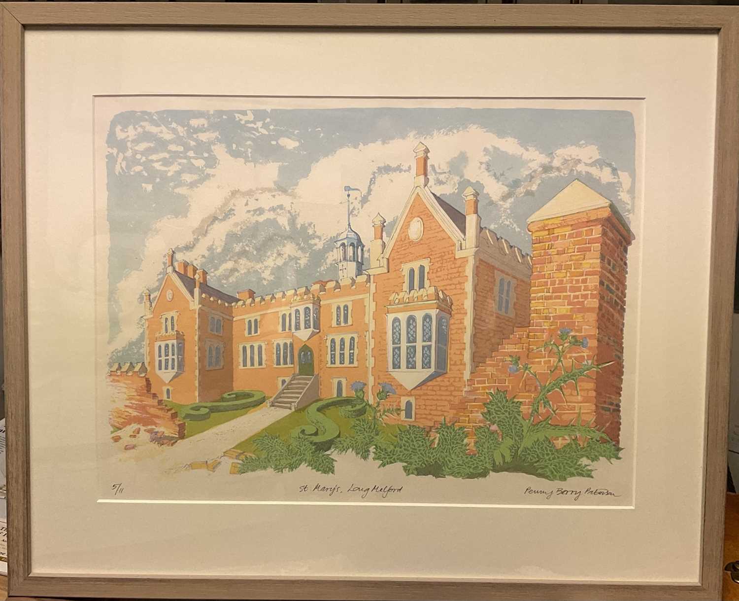Lot 136 - Penny Berry Paterson (1941-2021) colour print, St Mary's, Long Melford, signed and numbered 5/11, 35cm x 46cm, in glazed frame, 51cm x 61cm overall