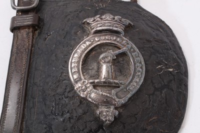 Lot 69 - The Marquess of Londonderry, four 19th century silver on lead armorial horse livery badges with coronets, one still mounted on leather eye shield (4)