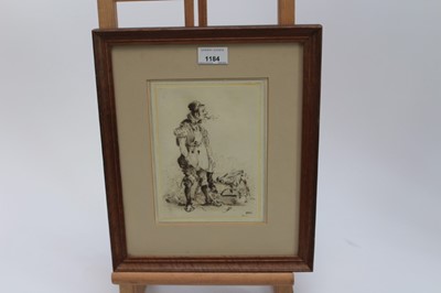 Lot 1184 - Charles Cooper Henderson 1803-1877 Pen and Ink drawing of a cobbler with his bag of tools and bench, inscribed and signed with the artists initials, framed and glazed 35cm x 29cm