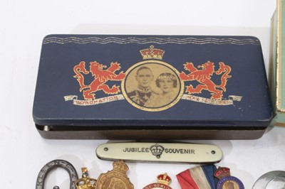 Lot 76 - Collection of Royal Commemorative enamel brooch pins and souvenir school medals and coins circa 1900-1977 (approx 100 plus)