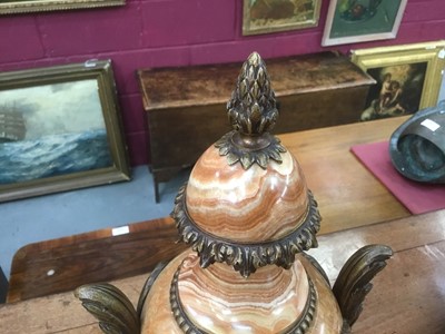 Lot 863 - Impressive pair of bronze and onyx vases