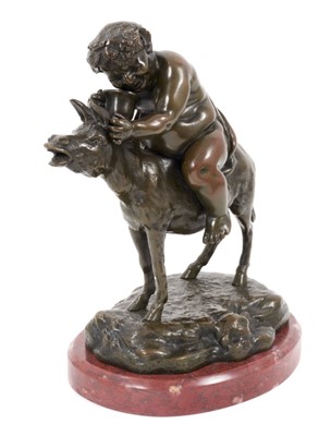 Lot 858 - Late 19th / early 20th century Continental bronze figure of the drunken Silenus on a donkey