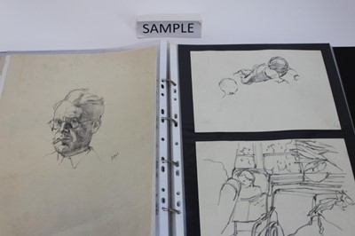 Lot 1044 - Douglas Pittuck (1911-1993) a good collection of sketches on paper,  architectural and figure studies, including many signed and inscribed and many with studio stamp, ranging from 1950s onwards, ap...