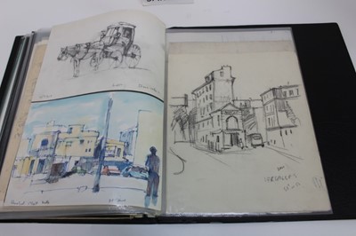 Lot 1044 - Douglas Pittuck (1911-1993) a good collection of sketches on paper,  architectural and figure studies, including many signed and inscribed and many with studio stamp, ranging from 1950s onwards, ap...