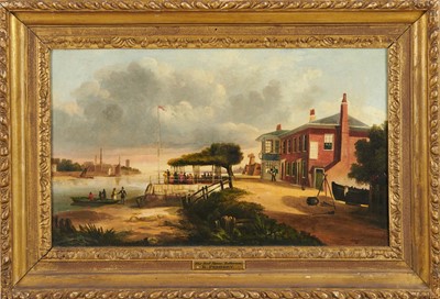 Lot 1164 - R. Pembery, 19th century, oil on canvas - The Red House, Battersea, signed, 30.5cm x 52cm, in gilt frame