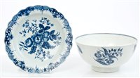 Lot 218 - 18th century Worcester blue and white fluted...