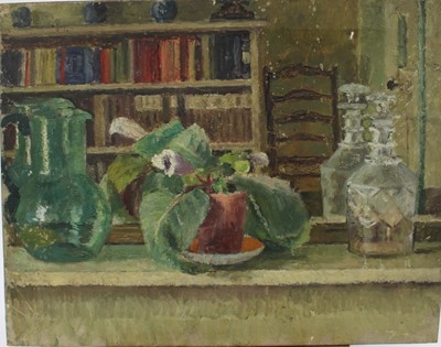 Lot 991 - Richard Rees (1900-1970) oil on canvas - still life interior, 36cm x 46cm, unframed