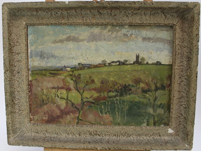 Lot 990 - Richard Rees (1900-1970) oil on board - rural landscape, 24.5cm x 34.5cm, framed