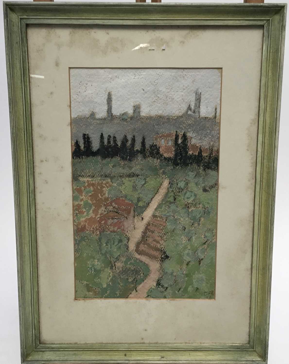 Lot 174 - Tim Fargher (b.1952) charcoal and gouache on paper - Landscape, initialled and dated '82, 28cm x 17cm, in glazed frame