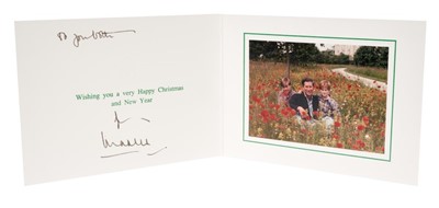 Lot 102 - H.R.H.The Prince of Wales, signed 1994 Christmas card with gilt Royal Cipher to cover, colour photograph of Prince Charles with his two young sons sitting in a poppy field