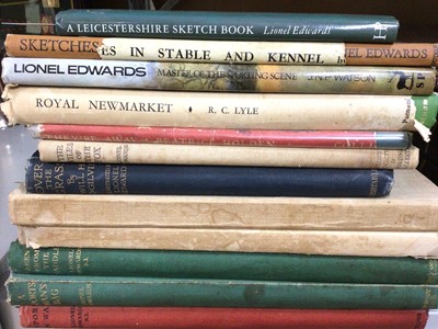 Lot 950 - Lionel Edwards, collection of books to include: Sport In War, A Sportsman's Bag, Seen From The Saddle, Royal Newmarket, Sketches In Stable And Kennel, My Hunting Sketchbook Vol. I & II and others (12)