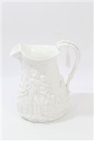 Lot 569 - Large Victorian Parian-type jug decorated in...