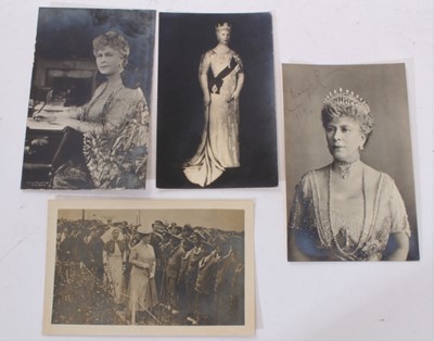 Lot 125 - H.M.Queen Mary , four signed postcards dated 1917- 1939,one of the Queen inspecting injured troops dated '1917.18' (4)