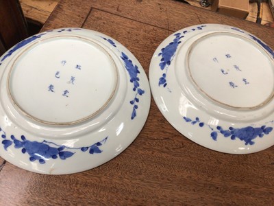 Lot 75 - Pair of blue and white Japanese plates depicting music and literature