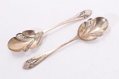 Lot 446 - Pair of Edwardian silver serving spoons with pierced decoration