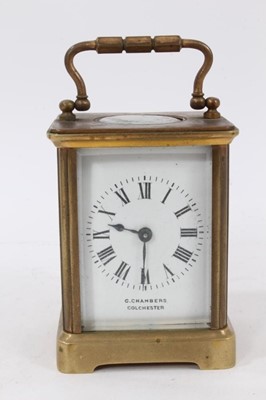 Lot 606 - 'Of local interest', antique carriage clock. G Chambers, Colchester