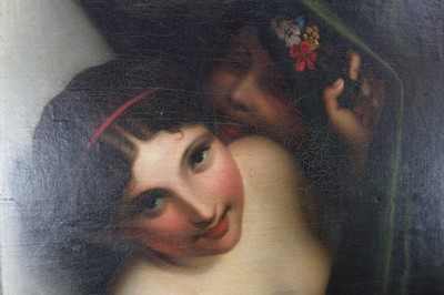 Lot 1090 - Manner of Antoine Wiertz (1806-1865), 19th century oil on canvas - The Rosebud, 100cm x 59cm, unframed