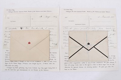 Lot 134 - H.M.Queen Mary, handwritten letter dated 13th Aug 1934 to Sir Cecil Smith, The Director of The Victoria and Albert Museum, The Queen discusses sending various items including Chinese Tassels from B...