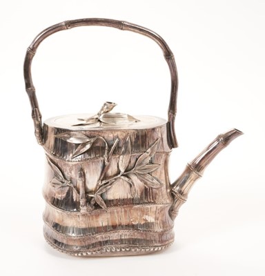 Lot 426 - Fine quality late 19th/early 20th century Japanese white metal tea pot modelled as a piece of Bamboo