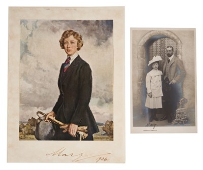 Lot 141 - H.R.H. Princess Mary The Princess Royal & Countess of Harewood, signed portrait print signed in ink on mount ' Mary 1934' 20 x 15 cm