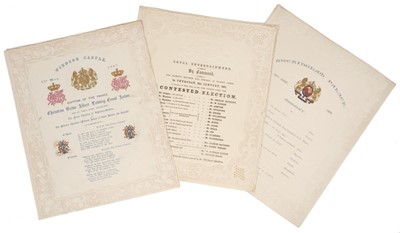 Lot 145 - The Baptism of Prince Victor Albert son of Prince Christian of Schleswig-Holstein and Princess Helena 21st May 1867, rare embossed and cut paper service sheet and two similar Royal court entertainm...