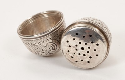 Lot 428 - early 19th century silver vinaigrette in the form of an acorn with chased floral decoration.