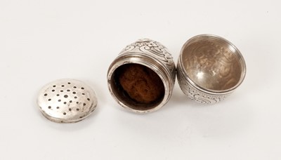 Lot 428 - early 19th century silver vinaigrette in the form of an acorn with chased floral decoration.