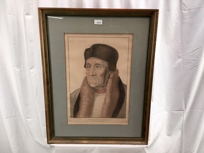 Lot 315 - F. Bartolozzi 1795, hand coloured engraving after Hans Holbein, William Warham