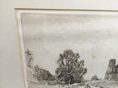Lot 310 - Sylvia Morgan, 1929 - 'Roadside Shanties' - Label to back reading: This etching of a roadside shanty in Australia was presented to Admiral Sir Dudley De Chair, during his term of office as Governor...
