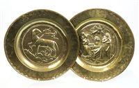 Lot 870 - Near pair of 17th century Nuremberg brass alms...