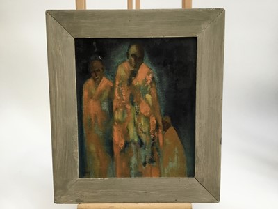 Lot 286 - P. Banerji 1938, oil on panel depicting an Indian village, together with another oil