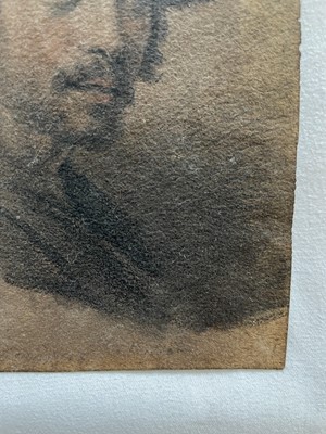 Lot 153 - Continental School, 19th century, pencil and charcoal portrait of a man, 14cm x 10.5cm, in glazed frame