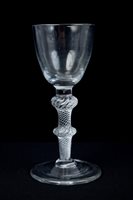 Lot 226 - Mid-18th century Wine glass with ovoid bowl,...