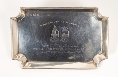 Lot 434 - Railway memorabilia, 1920s silver dish The Great Western Railway Co. General Strike 1926